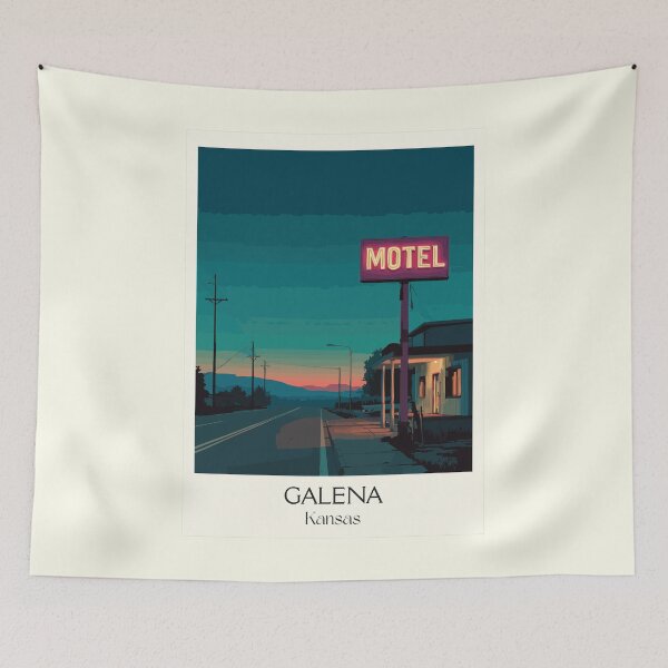 Item preview, Galena Kansas Travel Poster | Vintage Route 66 & Historic Motel Wall Art designed and sold by TuncGK.