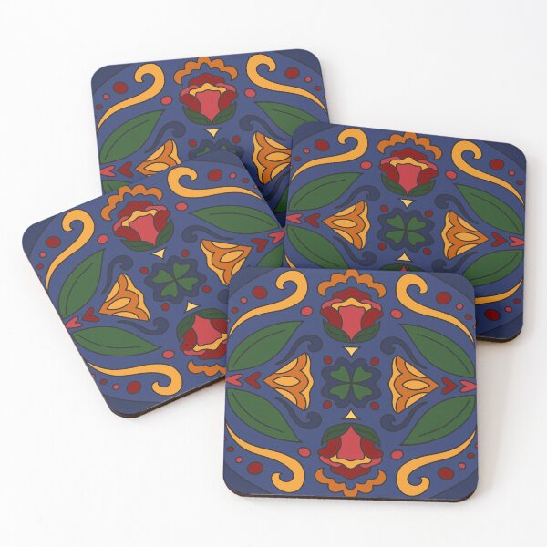 Item preview, Boho Floral Circle - Navy designed and sold by FoxfireAndCo.