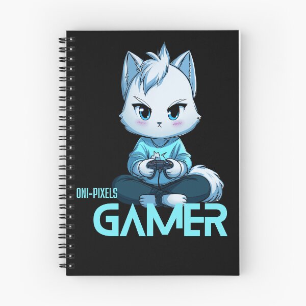 Aperçu de l'œuvre Chat Gamer Anime Design Gamer Aqua créée et vendue par Oni-Pixels.