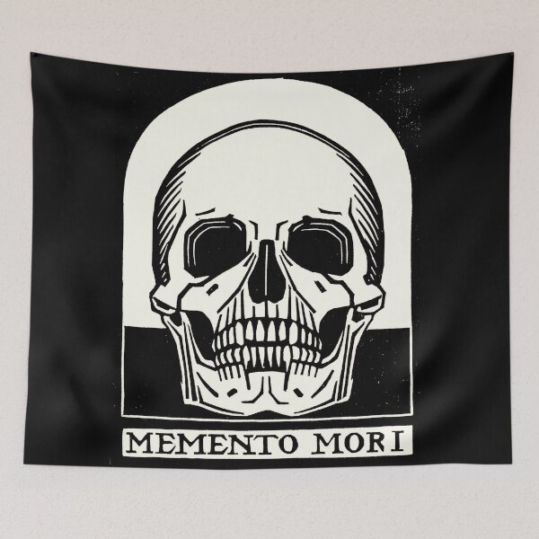 Item preview, Memento Mori (1916) by Julie de Graag – Gothic Skull Woodcut Print designed and sold by PureVintageLove.