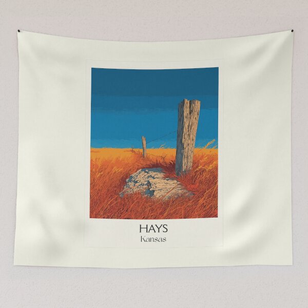 Item preview, Hays Kansas Travel Poster | Vintage Limestone Post Rock & Prairie Wall Art designed and sold by TuncGK.