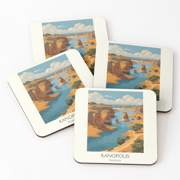 Item preview, Kanopolis State Park Poster | Vintage Kansas Sandstone & Lake Wall Art designed and sold by TuncGK.
