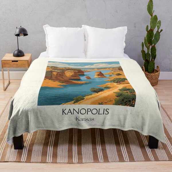 Item preview, Kanopolis State Park Poster | Vintage Kansas Sandstone & Lake Wall Art designed and sold by TuncGK.