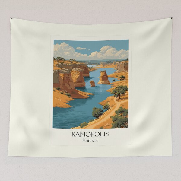 Item preview, Kanopolis State Park Poster | Vintage Kansas Sandstone & Lake Wall Art designed and sold by TuncGK.