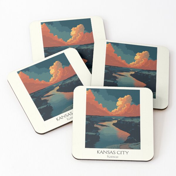 Item preview, Kansas City Kansas Travel Poster | Vintage KCK & Missouri River Skyline Art designed and sold by TuncGK.