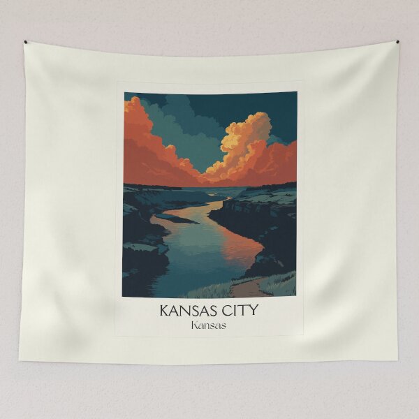 Artikelvorschau, Kansas City Kansas Reise Poster | Vintage KCK & Missouri River Skyline Kunst entworfen und verkauft von TuncGK.