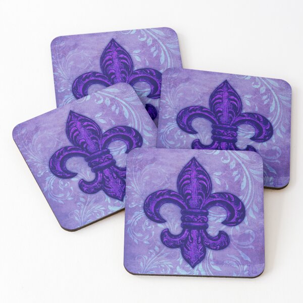 Item preview, Purple French Fleur de Lys, floral swirls designed and sold by Glimmersmith.