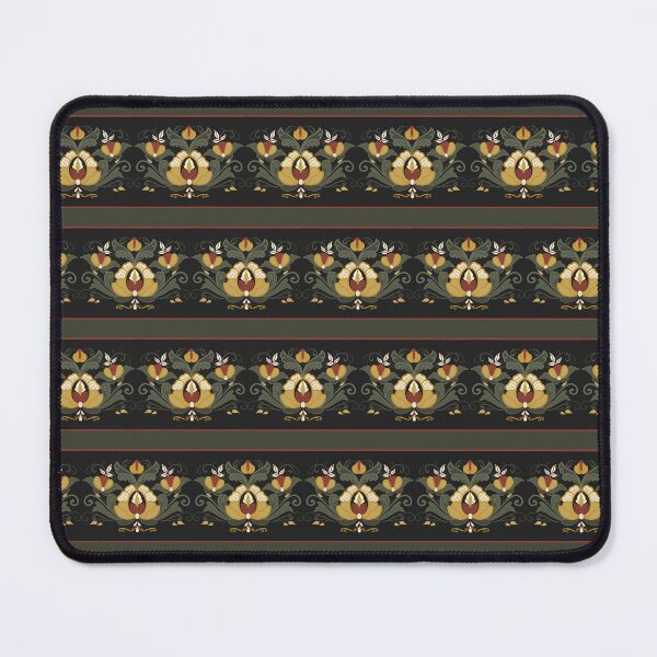 Item preview, Nordic Ornamental Floral Stripes - Gold Red Green designed and sold by FoxfireAndCo.