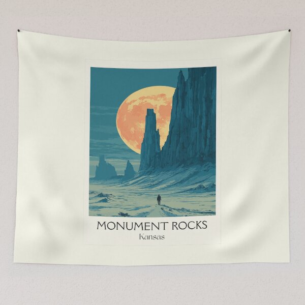 Item preview, Monument Rocks Kansas Poster | Vintage Chalk Pyramids & Badlands Wall Art designed and sold by TuncGK.
