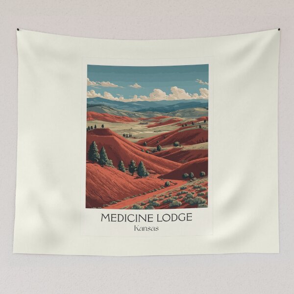 Item preview, Medicine Lodge Kansas Poster | Vintage Gypsum Hills & Scenic Byway Art designed and sold by TuncGK.