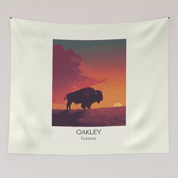 Item preview, Oakley Kansas Travel Poster | Vintage Buffalo Bill & Monument Rocks Art designed and sold by TuncGK.