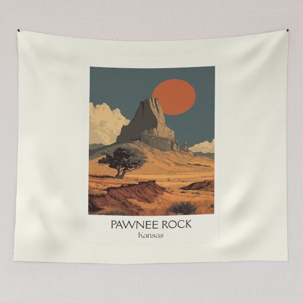 Item preview, Pawnee Rock Kansas Travel Poster | Vintage Santa Fe Trail Landmark Wall Art designed and sold by TuncGK.