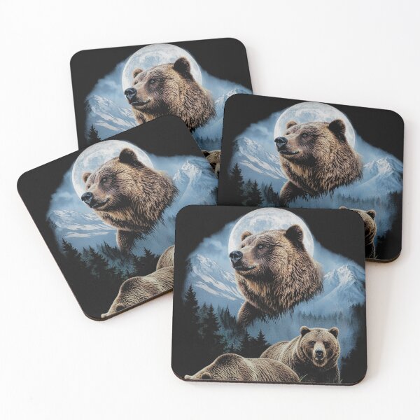 Item preview, Three Bears Under the Moon – Vintage Bear Nature Art designed and sold by WhoopsieWorld.