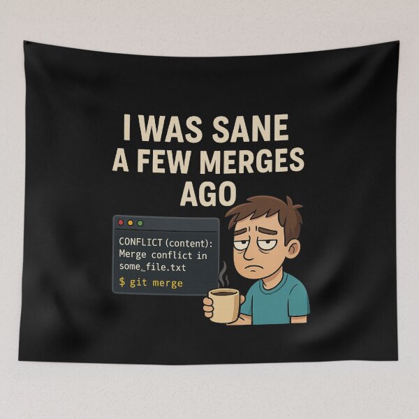 Item preview, I Was Sane a Few Merges Ago – Funny Git Merge Conflict Programmer Design designed and sold by SlomianyPisarz.