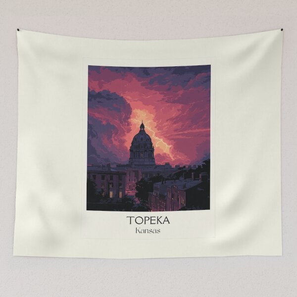 Item preview, Topeka Kansas Travel Poster | Vintage State Capitol Building Wall Art designed and sold by TuncGK.