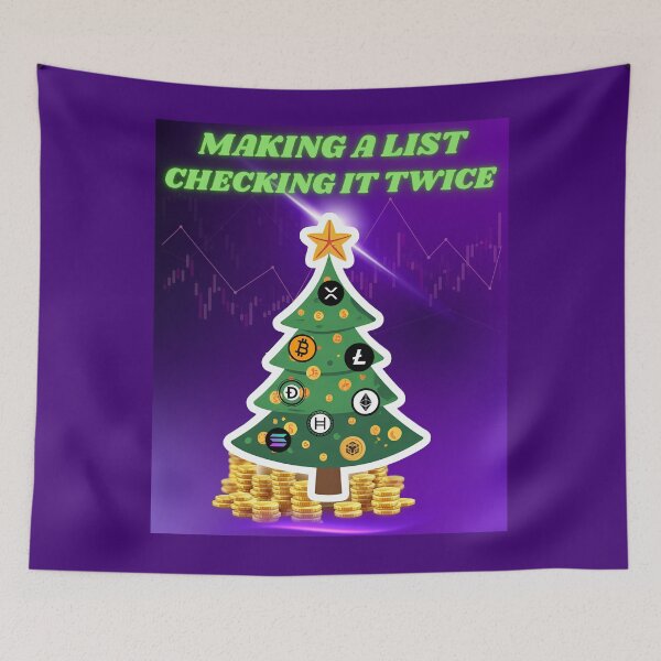 Item preview, Crypto Christmas Making a crypto list checking it twice, Ugly Christmas sweater designed and sold by NFTDesignsBLV.