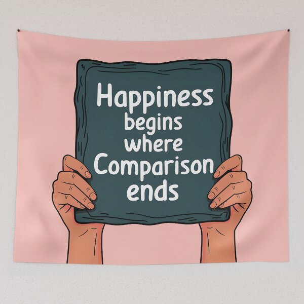 Item preview, Happiness Begins Where Comparison Ends, Inspirational Mental Health Reminder designed and sold by MoMidoStore.
