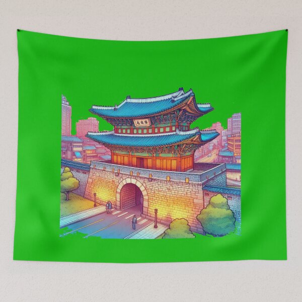 Item preview, Suwon Munan Gate with Vibrant Colors and Scenic Views , blends Korean tradition with modern artistic charm. designed and sold by PaintMeWorld.
