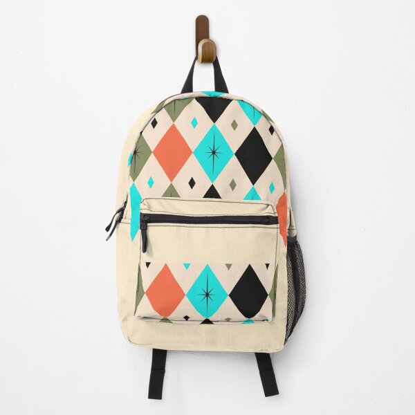 Item preview, Retro Diamond and Stars Design — Orange, Turquoise, Green & Beige designed and sold by Novel Works Studio.