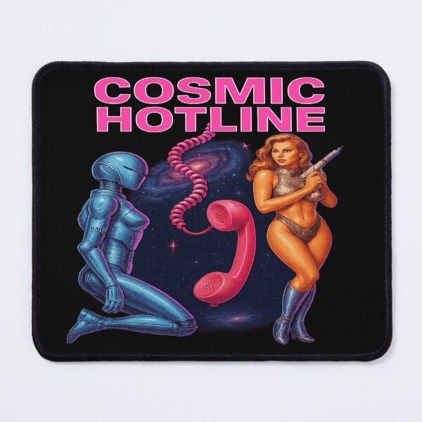 Item preview, Cosmic Hotline Retro Sci-Fi Neon – Robot & Space Pinup Vaporwave Art designed and sold by POD DYNASTY.