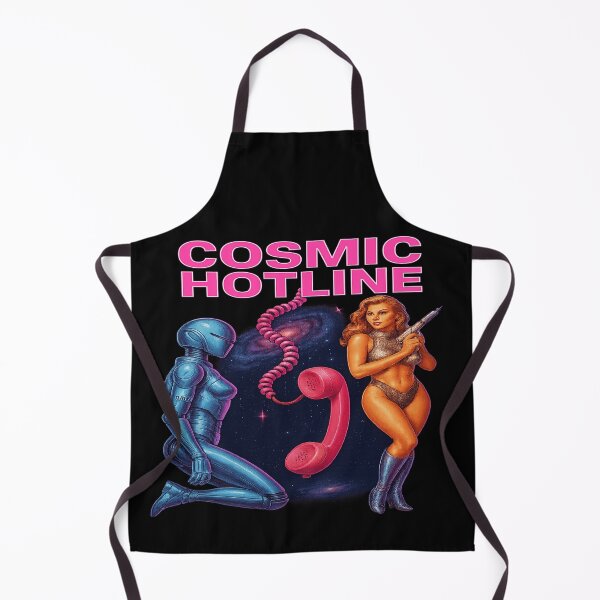 Item preview, Cosmic Hotline Retro Sci-Fi Neon  – Robot & Space Pinup Vaporwave Art designed and sold by POD DYNASTY | Original Print On Demand T-Shirt Graphics.