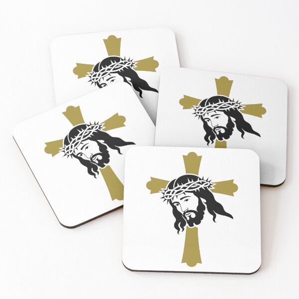 Item preview, Golden Cross with Jesus Face Religious Symbol designed and sold by theartfulaspie.
