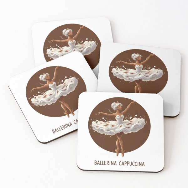 Aperçu de l'œuvre Sticker Ballerine Cappuccina – T-shirt élégant pour danseuse de ballet au café créée et vendue par GeniePixel.
