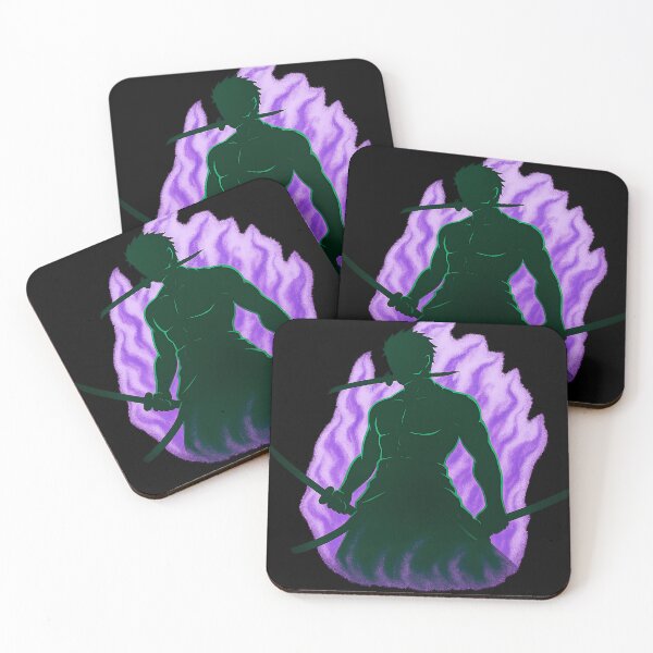 Artikelvorschau, Zoro Epic Silhouette mit Schwertern und lila Aura entworfen und verkauft von FXFandomFactory.