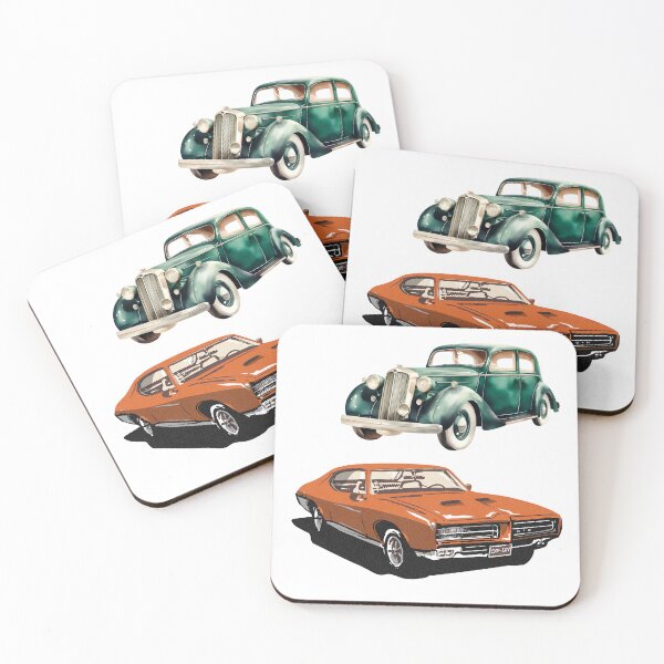 Artikelvorschau, Vintage-Oldtimer | Orange und Grün Retro-Rennen | Funky Nostalgic Pattern der 80er und 90er Jahre entworfen und verkauft von Amalzaki.