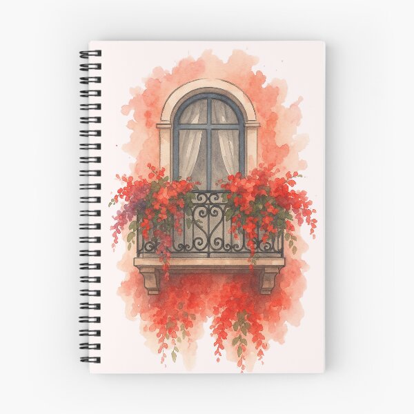 Item preview, Vintage Floral Balcony – Elegant Watercolor Art designed and sold by Trait de Lune.