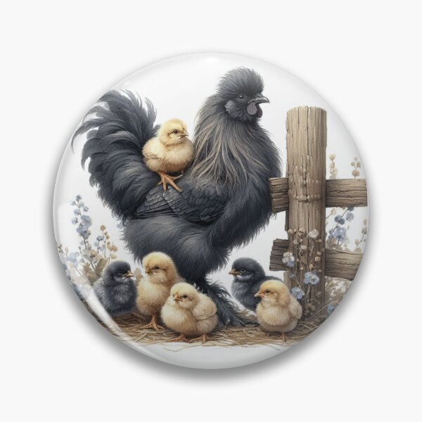 Item preview, Silkie Chicken rooster with Chicks – Cozy Farmhouse Decor designed and sold by WF-Studio.
