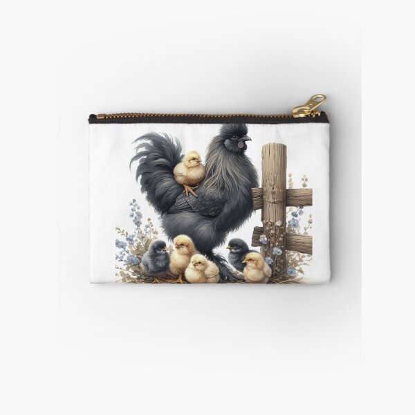 Item preview, Silkie Chicken rooster with Chicks – Cozy Farmhouse Decor designed and sold by WF-Studio.