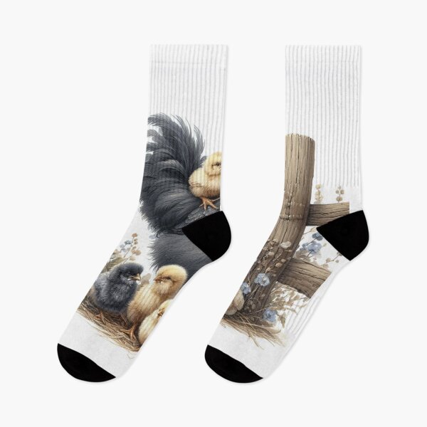 Item preview, Silkie Chicken rooster with Chicks – Cozy Farmhouse Decor designed and sold by WF-Studio.