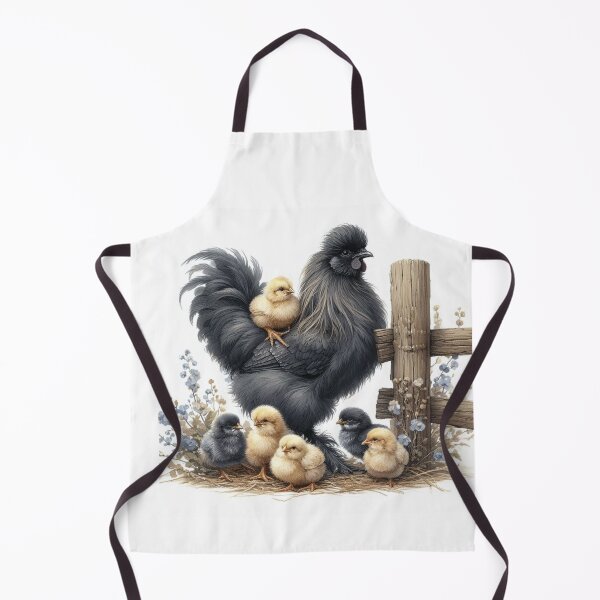 Item preview, Silkie Chicken rooster with Chicks – Cozy Farmhouse Decor designed and sold by WF-Studio.