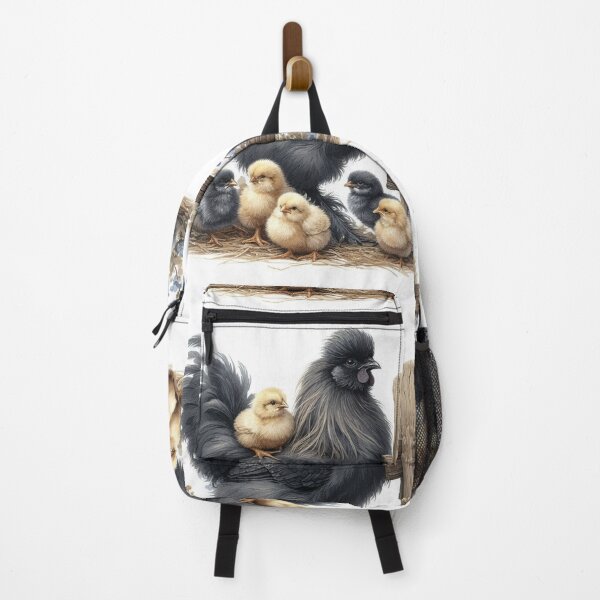 Item preview, Silkie Chicken rooster with Chicks – Cozy Farmhouse Decor designed and sold by WF-Studio.