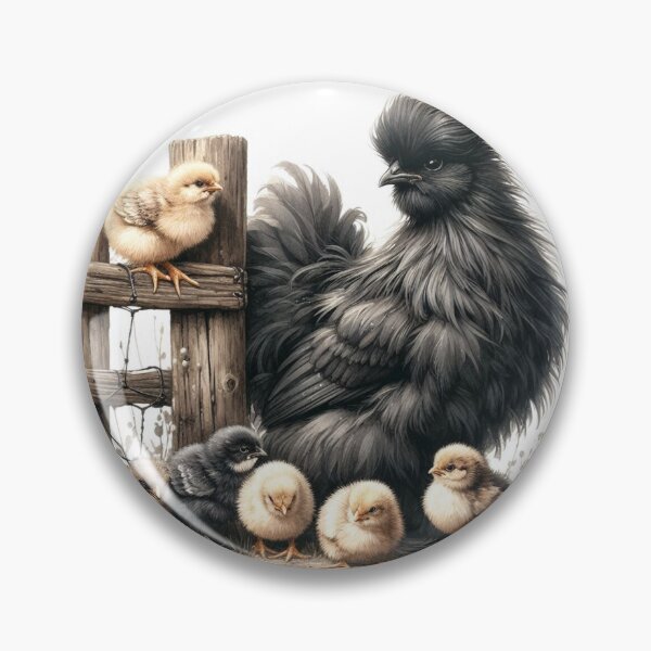 Item preview, Fluffy Silkie Chicken with Chicks – Cozy Farmhouse Decor designed and sold by WF-Studio.