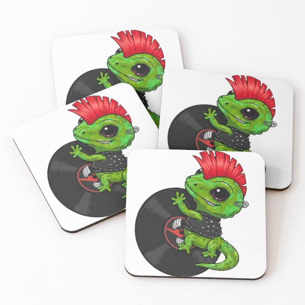 Item preview, Punk Rock Gecko Vinyl Climber Sticker Chibi Reptile gift designed and sold by ThreadScapes.