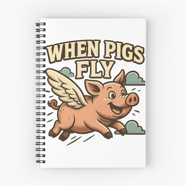 Item preview, When Pigs Fly Funny Cartoon | Vintage Style Flying Pig Illustration designed and sold by CulturalCurios.
