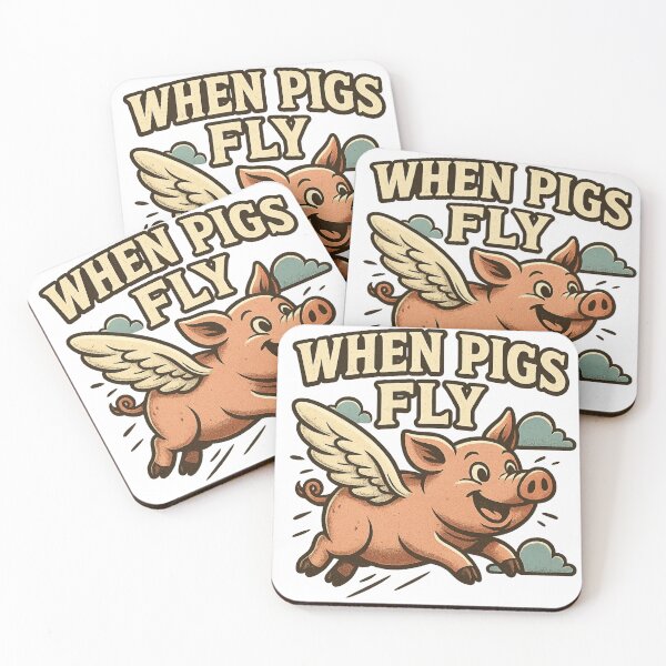 Item preview, When Pigs Fly Funny Cartoon | Vintage Style Flying Pig Illustration designed and sold by CulturalCurios.