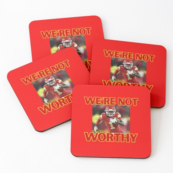 Item preview, Xavier Worthy Kansas City Chiefs #1 We're Not Worthy designed and sold by Kaibosh21.