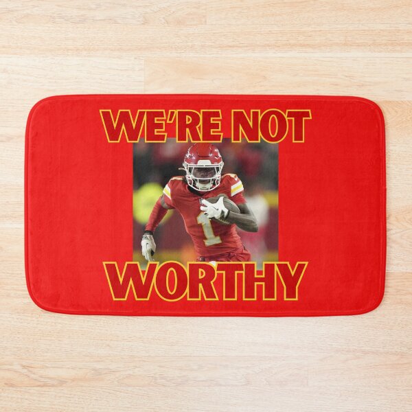 Item preview, Xavier Worthy Kansas City Chiefs #1 We're Not Worthy designed and sold by Kaibosh21.