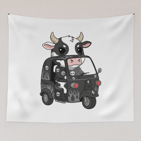 Item preview, Dark Cow in Ape Car Whimsical Farm Core gift designed and sold by ThreadScapes.