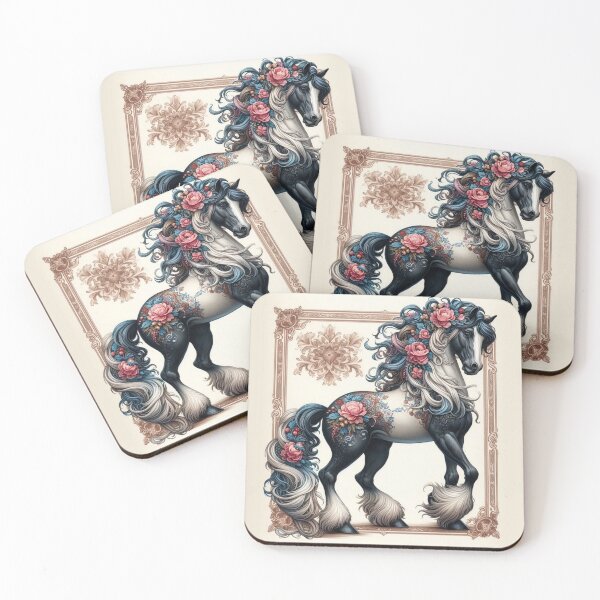 Item preview, Baroque Fantasy Horse with Roses – Enchanted Equine Art designed and sold by WF-Studio.