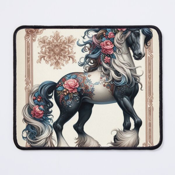 Item preview, Baroque Fantasy Horse with Roses – Enchanted Equine Art designed and sold by WF-Studio.
