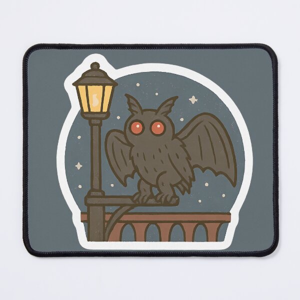 Item preview, Cute Mothman Perched on a Bridge Lamp Post designed and sold by JustB Stylin'.