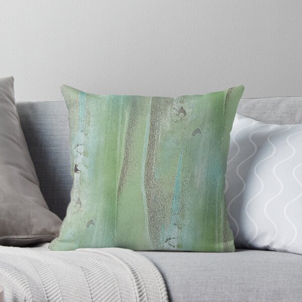 Rustic Pastel Textured Abstract in Green Throw Pillow