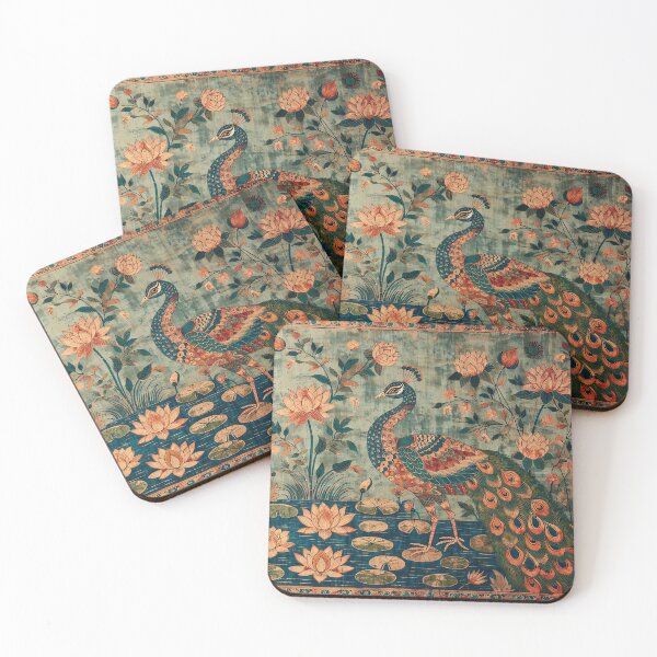 Item preview, Peacock with Lotus – Kalamkari inspired Folk Art designed and sold by ShaktyVarnam.