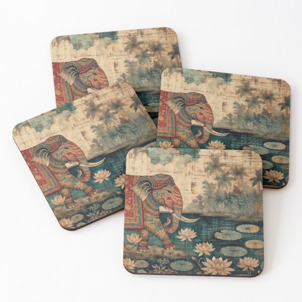 Item preview, Royal Elephant – Kalamkari Inspired Artwork designed and sold by ShaktyVarnam.
