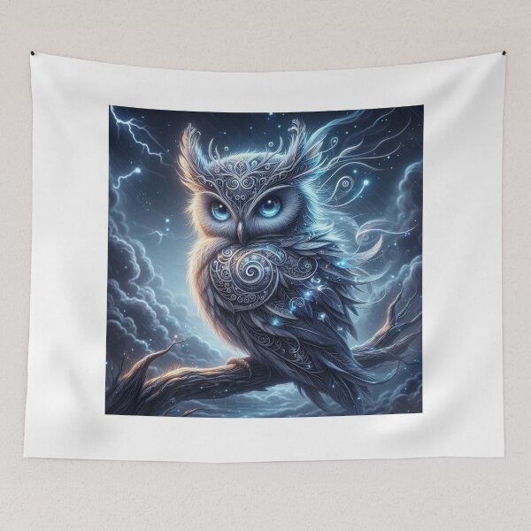 Item preview, Mystical Storm Owl – Enchanted Night Sky Art designed and sold by WF-Studio.