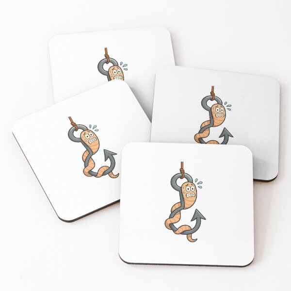 Item preview, Funny Cartoon Worm on a Hook – Fishing Humor designed and sold by CanSparkleArt.